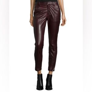 VINCE Lamb Leather Pintuck Mid Rise Cropped Trousers Size 4